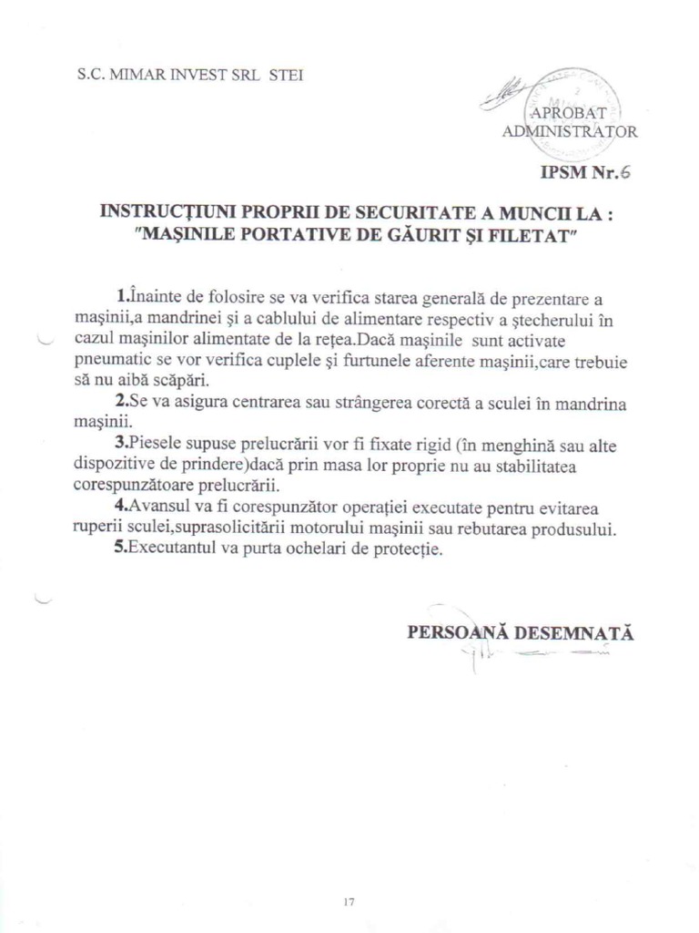 Instructiuni Proprii de SSM Montare-Manipulare Usi | PDF