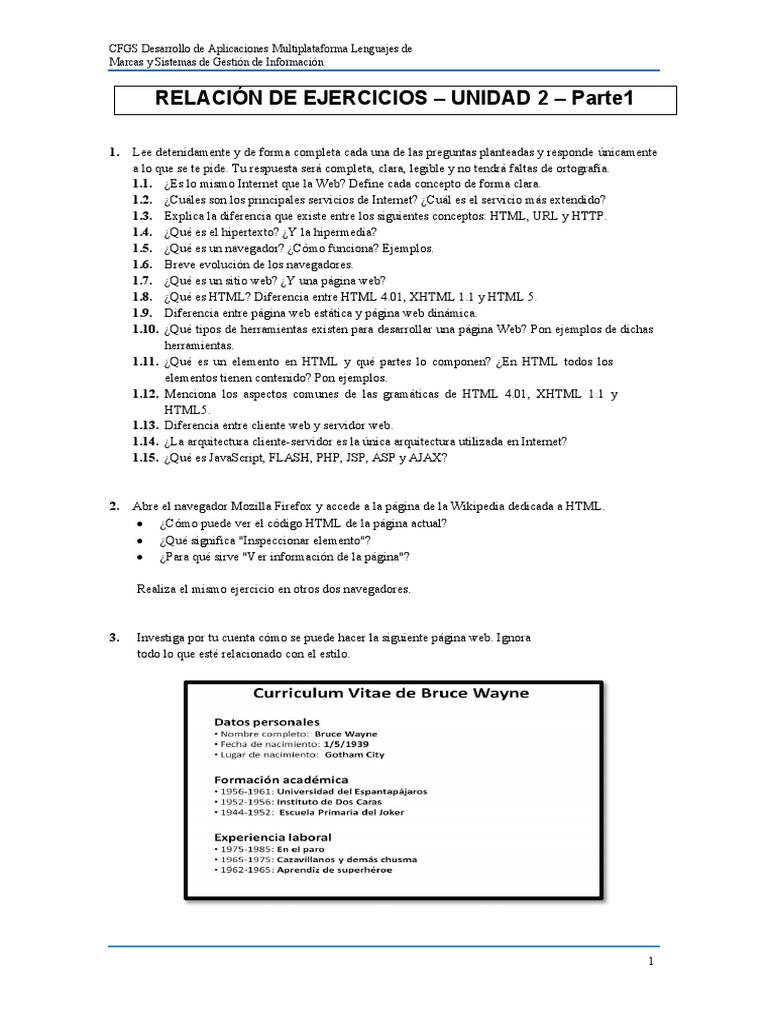 Ejercicios UD2 Parte1 | PDF | HTML | Red mundial