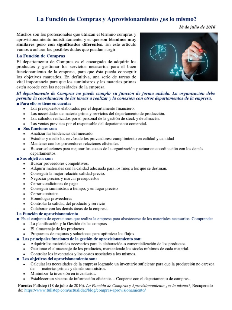 Lectura 04 - La Función de Compras y Aprovisionamiento | PDF ...