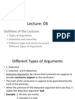 Outlines of The Lecture:: Types of Arguments, Deductive and Inductive Different Logic and Norms To Access