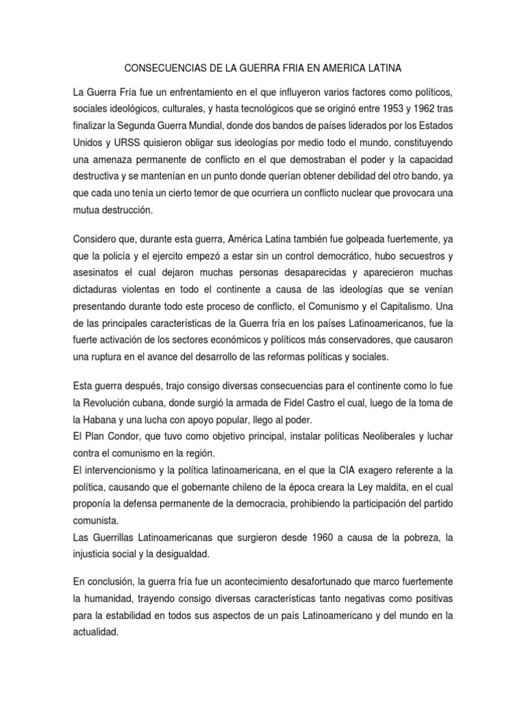 Consecuencias de La Guerra Fria en America Latina | PDF