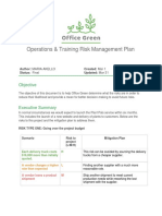 Operations & Training Risk Management Plan: Objective