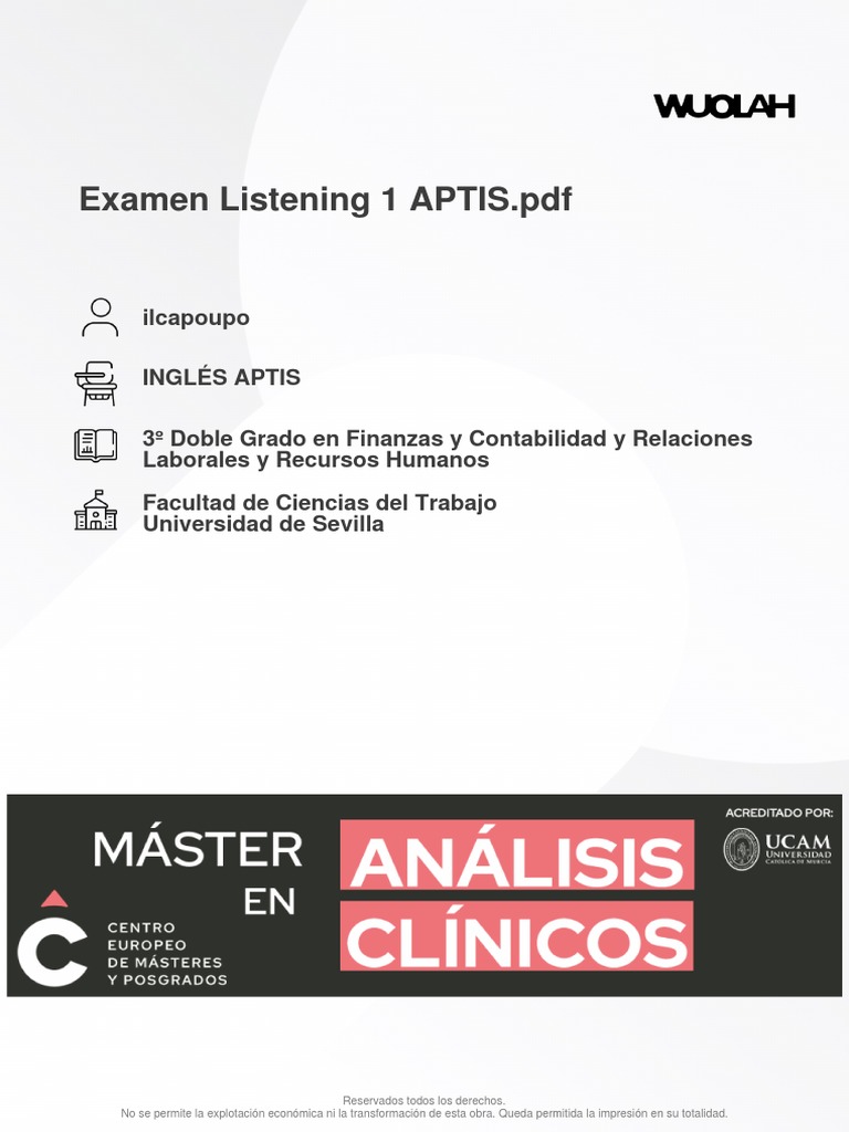 APTIS Listening Test Practice Guide | PDF