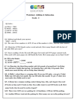 Worksheet-Addition & Subtraction Grade - 4