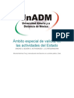 Ámbito Especial de Validez de Las Actividades Del Estado: Unidad 2. Sesión 5. Actividades 1, 2 E Integradora