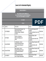 Cause List For Islamabad Registry