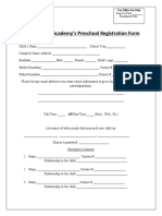 Simple Preschool Registration Form  