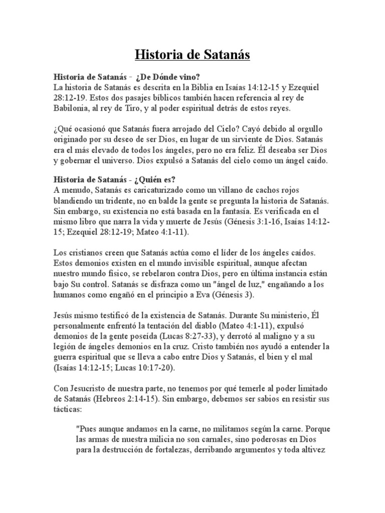 Historia y Origen de Satanás | PDF | Satán | Demonios