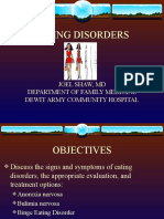 Eating Disorders: Joel Shaw, MD Department of Family Medicine Dewit Army Community Hospital