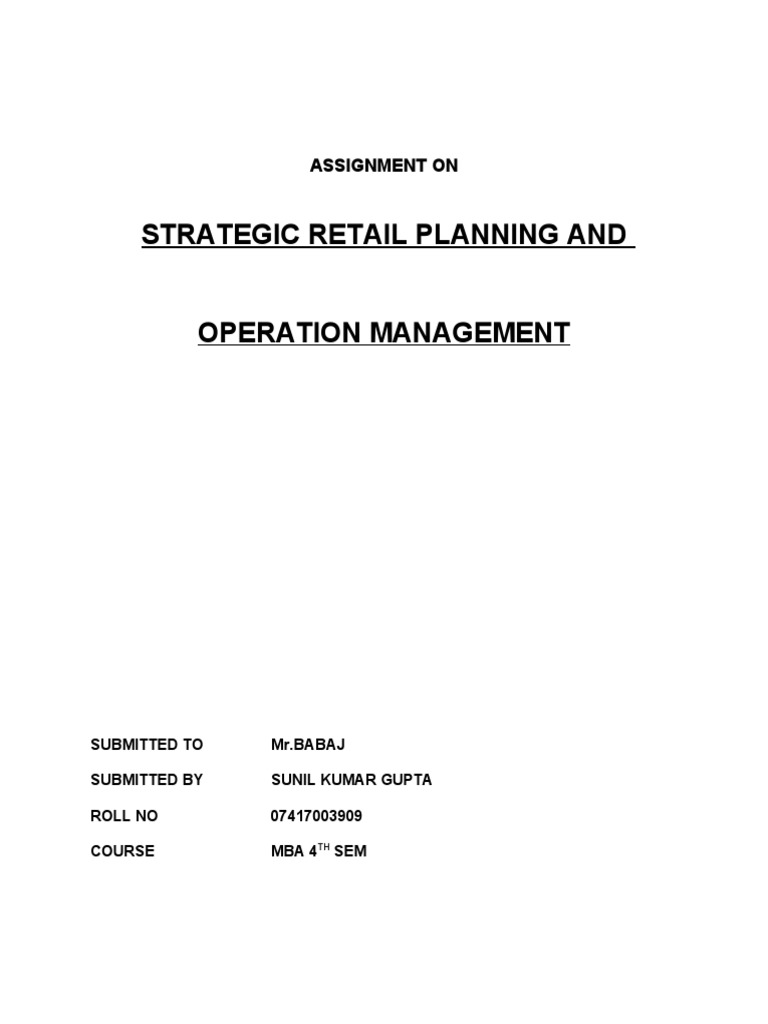 Strategic Retail Planning & Operations | PDF | Strategic Management ...