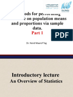 Methods for performing inference on population means and proportions via sample data - Part 1