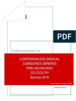 Confederación Sindical Comisiones Obreras País Valenciano Cs Ccoo PV Ejercicio 2019