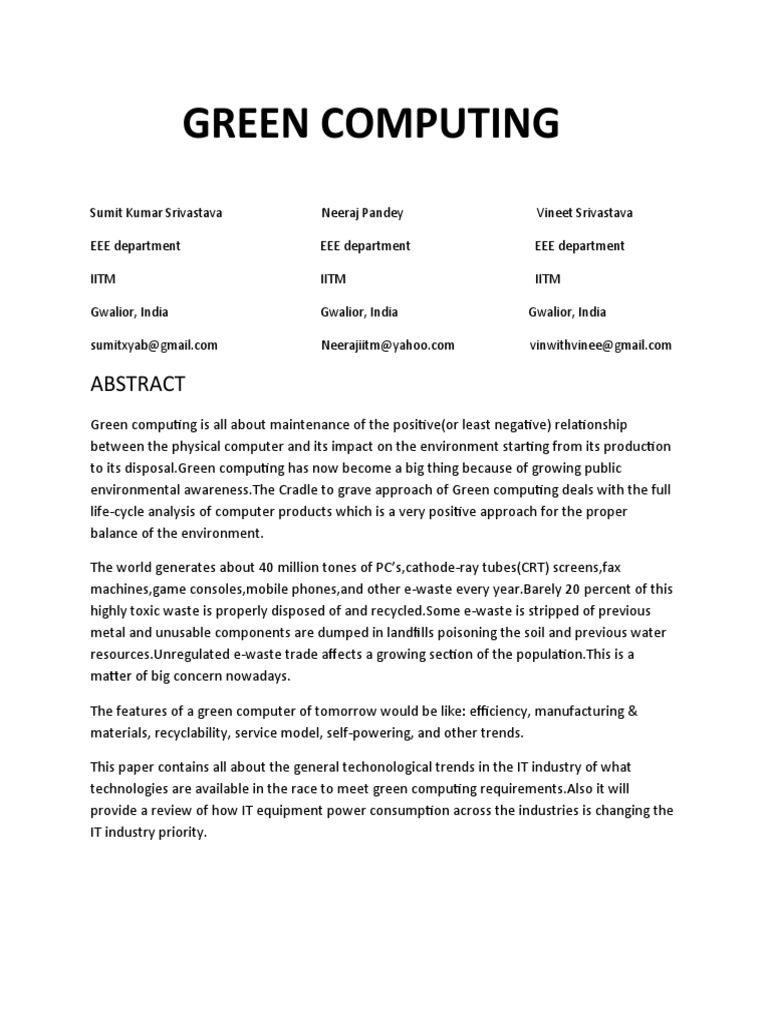 Green Computing | PDF | Art