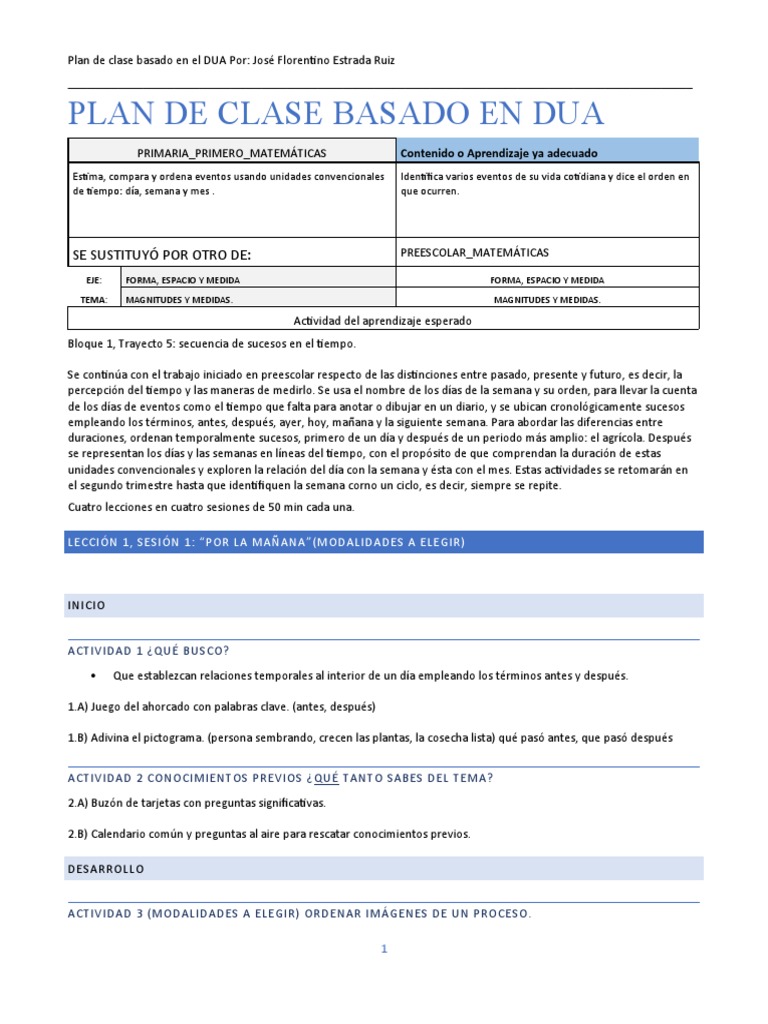 Plan de Clase Basado en DUA | PDF