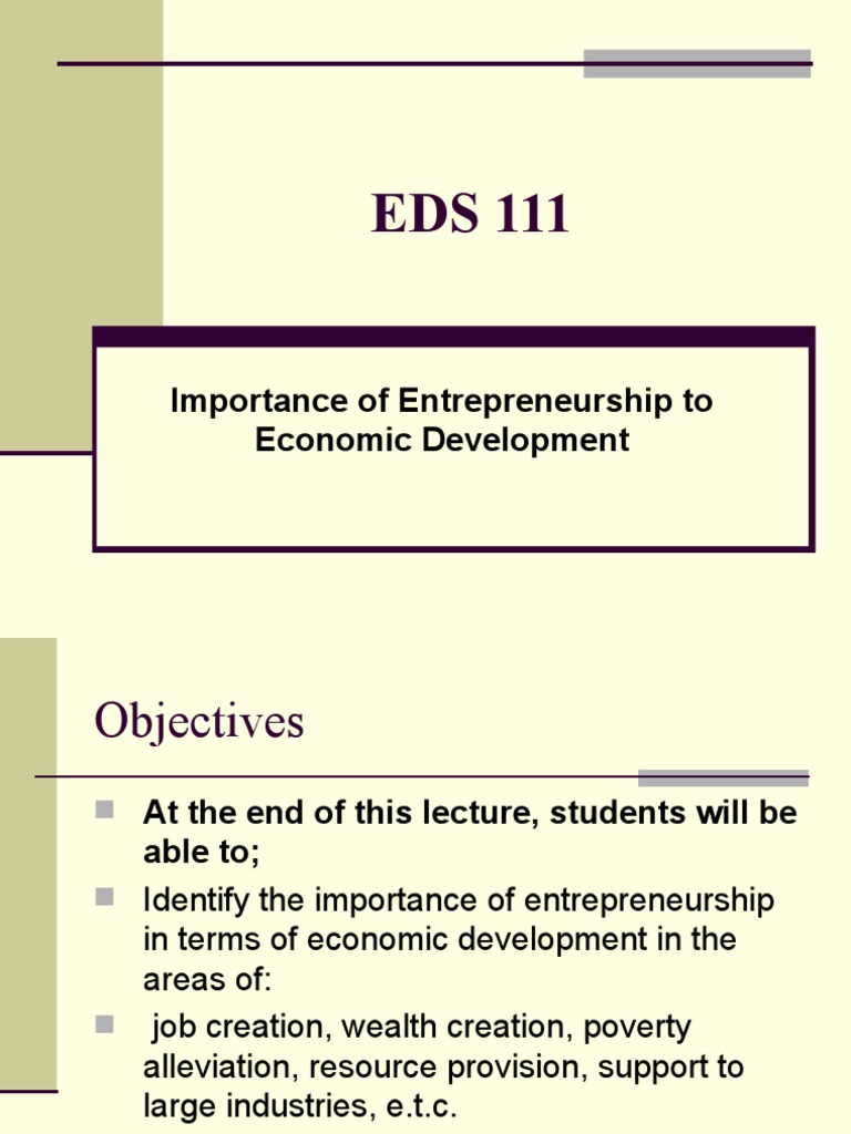 Role of Entrepreneurship in Economic Growth | PDF | Entrepreneurship ...