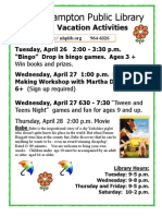 North Hampton Public Library: April Vacation Activities