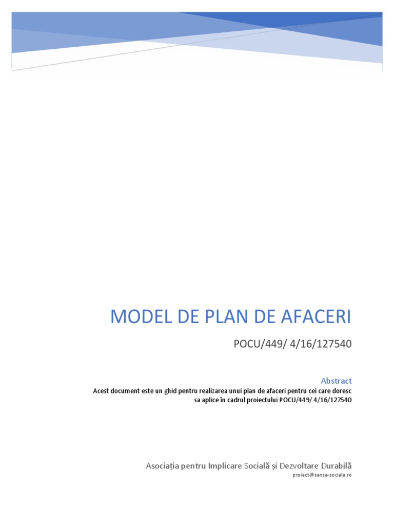 Model Plan De Afaceri Pdf