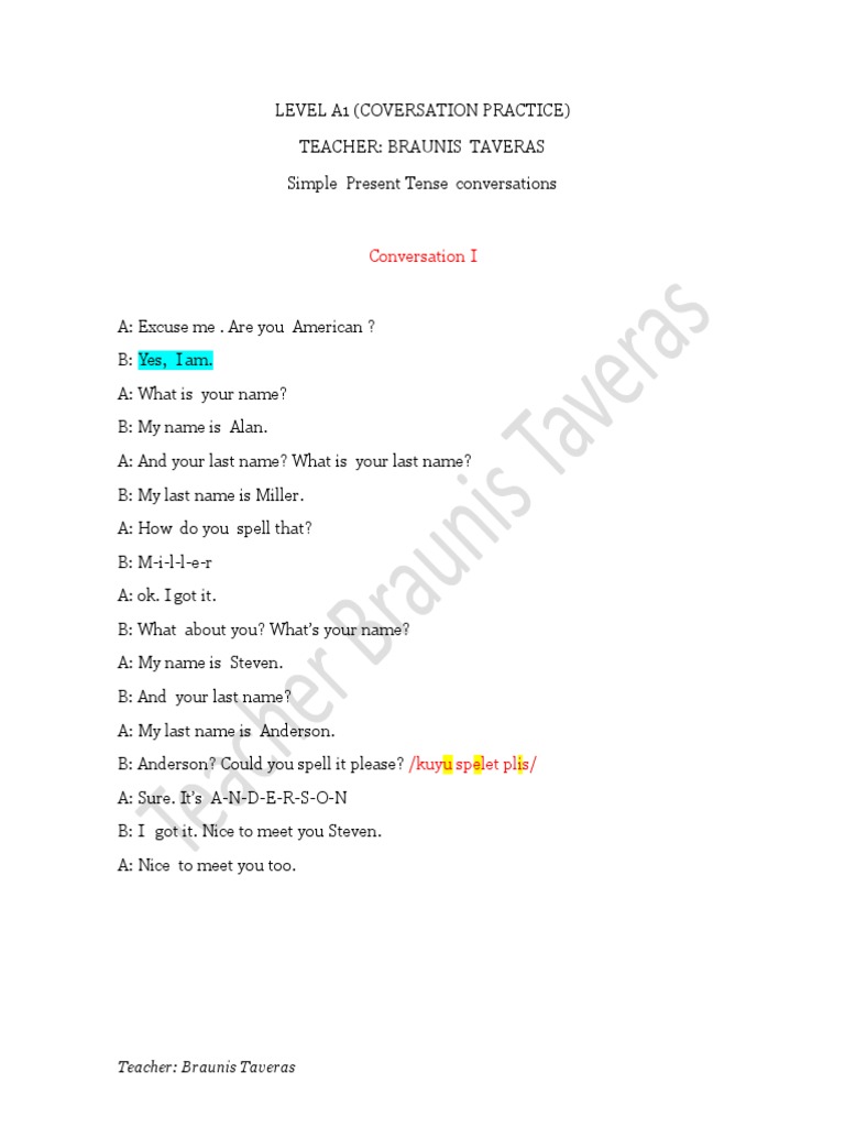 A1 Conversation Practice Guide | PDF | Spanish Language Music | Latin ...