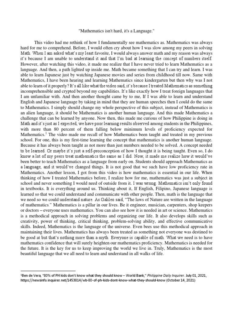 Rethinking Math as a Universal Language | PDF | Teaching Mathematics ...
