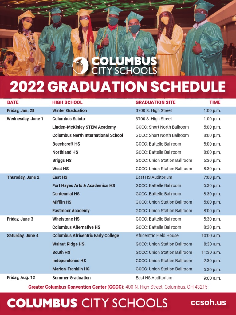 CCS High School Graduation Schedule 2022 PDF