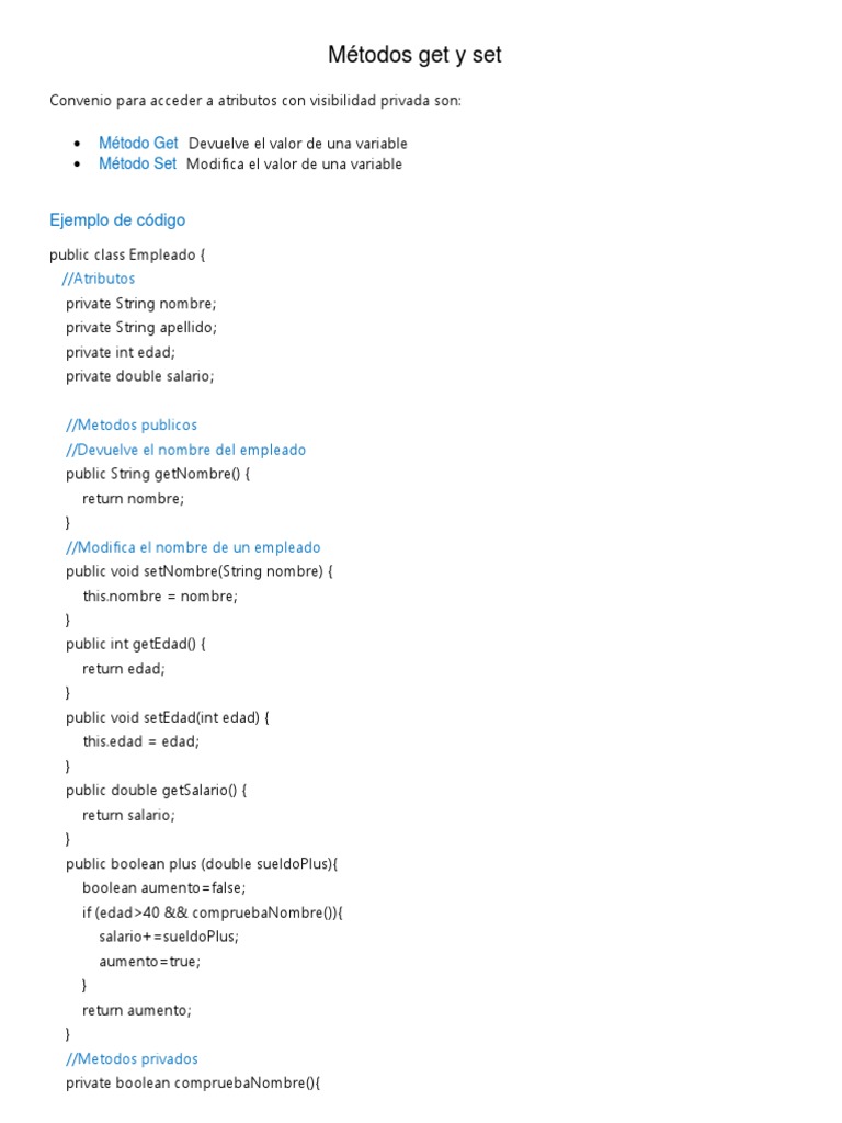 Métodos Get y Set en Java | PDF | Objeto (informática) | Herencia ...