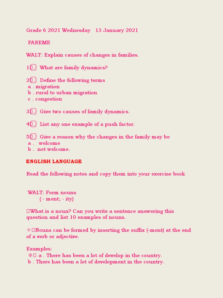 Grade 6 2021 Wednesday 13 January 2021 | PDF | Language Arts & Discipline