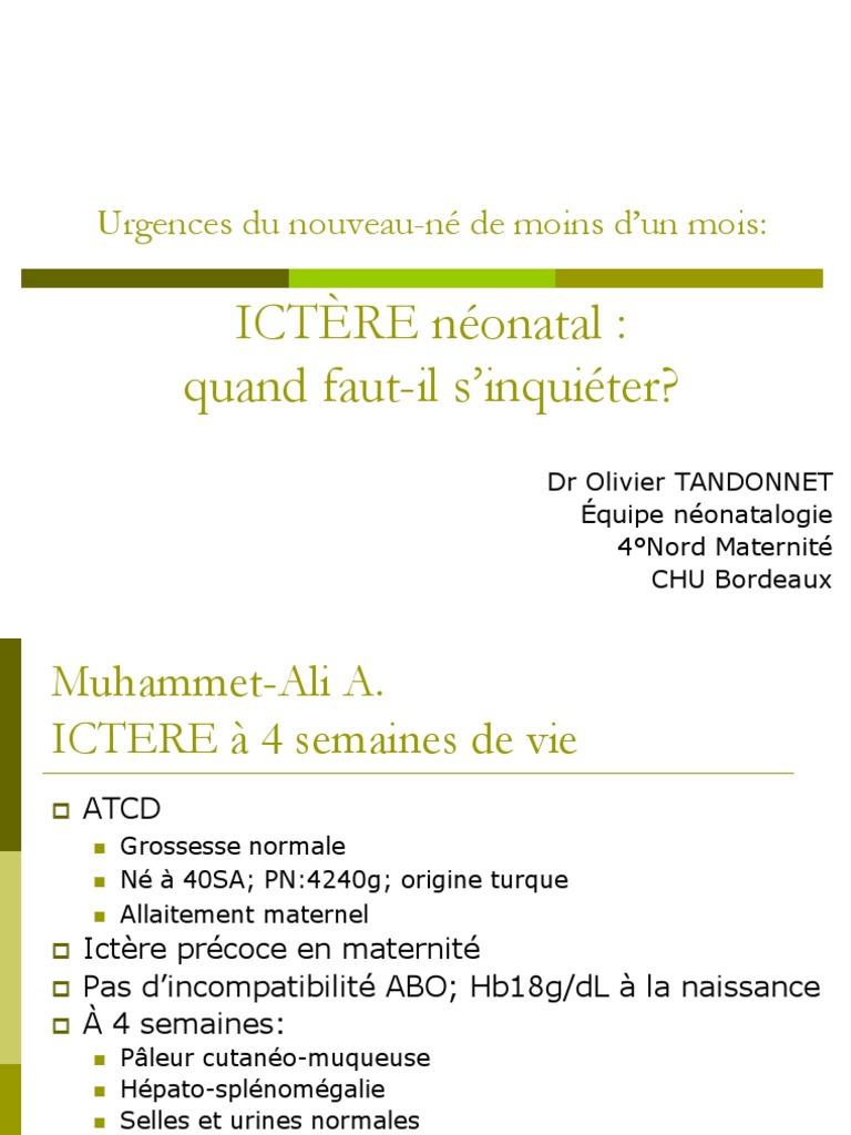 Ictere Neonatal Quand Faut Il S Inquieter Urgences Du Nouveau Ne De Moins D Un Mois Pdf Specialites Medicales Maladies Et Troubles
