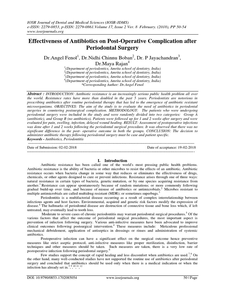 Effectiveness of Antibiotics On Post-Operative Com PDF | PDF | Surgery ...