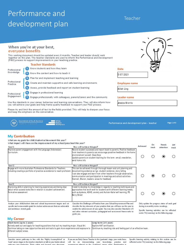 Teacher PDP Template PDF Teachers Goal