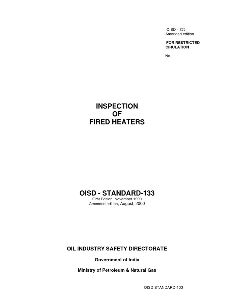 OISD 133: Fired Heater Inspection Guide | PDF | Corrosion | Pipe (Fluid ...