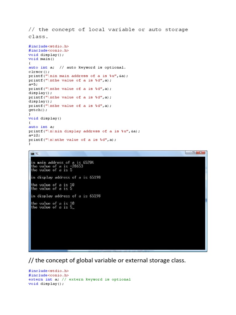 Understanding C Storage Classes | PDF | Variable (Computer Science ...