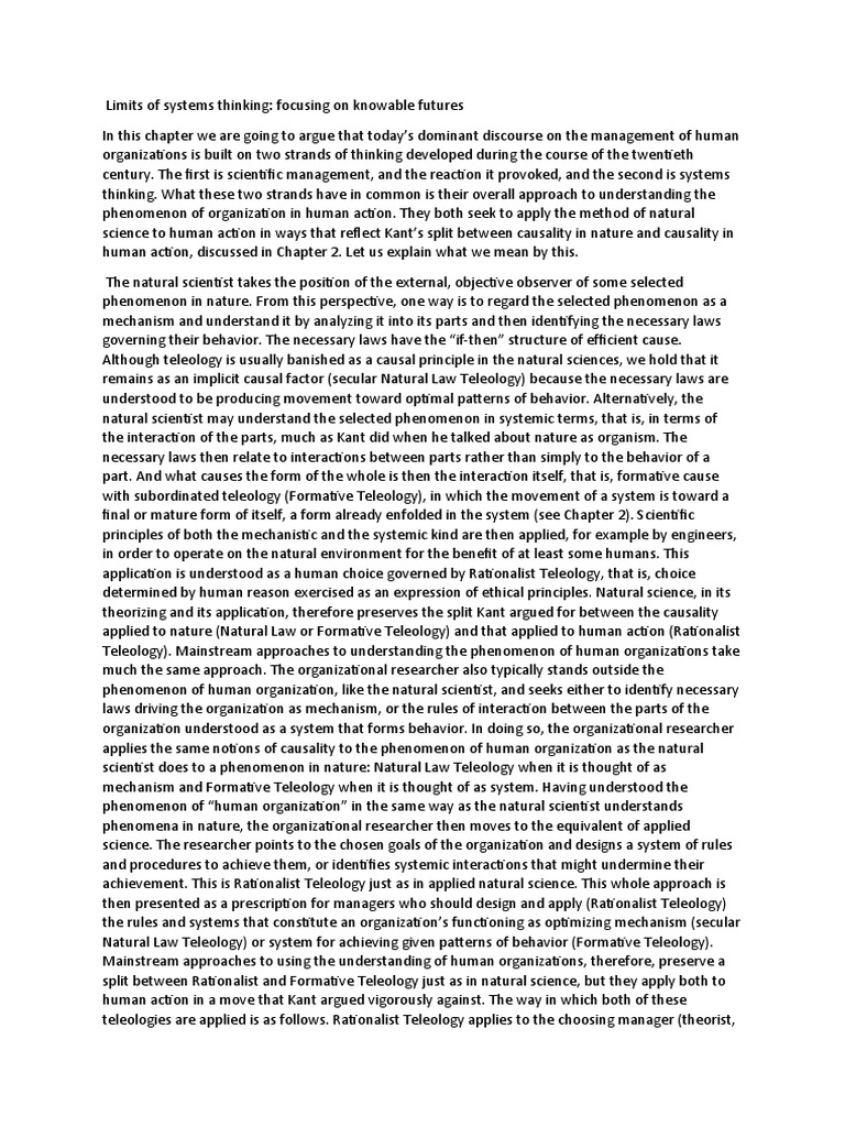 Limitations of Systems Thinking in Management | PDF | System | Systems ...