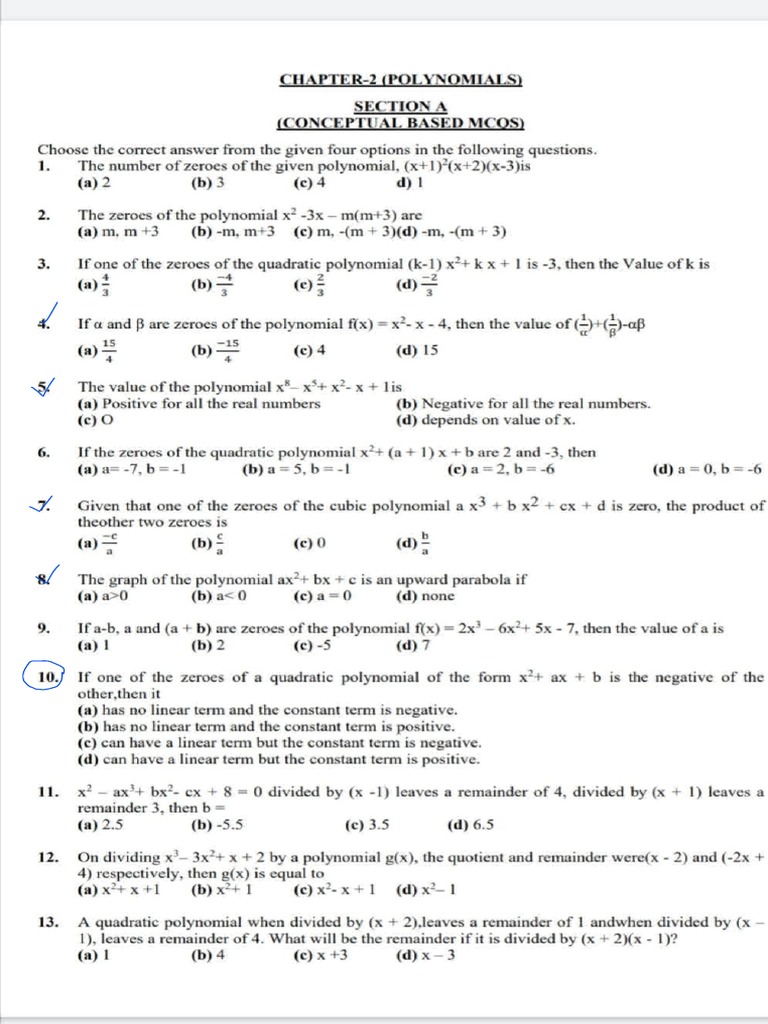 Maths Chapter 2 MCQ | PDF