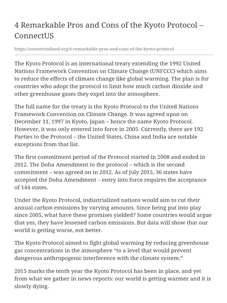 4 Remarkable Pros and Cons of The Kyoto Protocol + PDF Kyoto