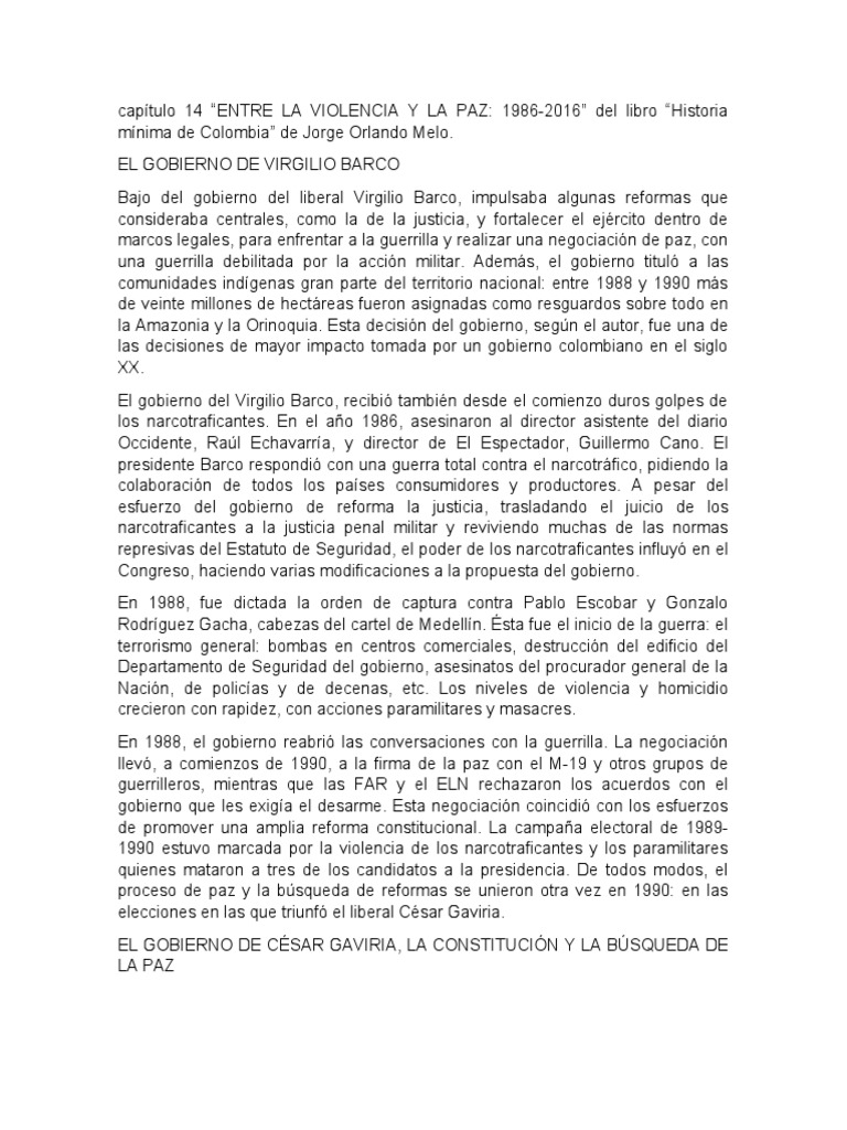 Historia de la paz y violencia en Colombia | PDF | Guerra de guerrillas ...