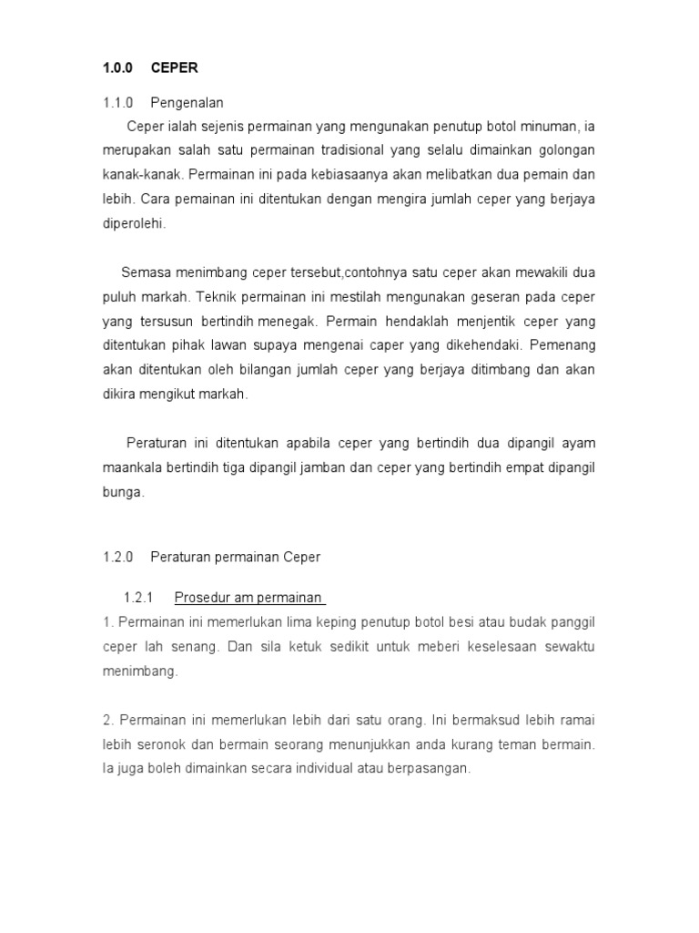 Permainan Tradisional Ceper: Aturan dan Cara | PDF