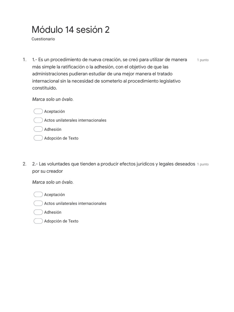 MODULO 14 SESION 2 UNIDAD 1 - Formularios de Google | PDF | Tratado ...