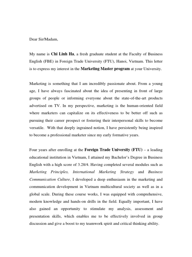 Personal Statement - MSC Marketing | PDF | Marketing | Behavior ...