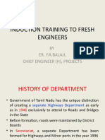 Induction Training To Fresh Engineers: BY Er. Y.R.Balaji, Chief Engineer (H), Projects