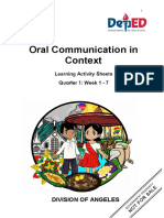 Oral Communication Q1. Week 1 To 7