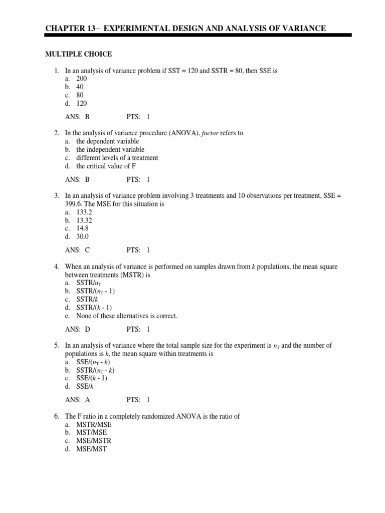 ANOVA: Experimental Design Insights | PDF | Analysis Of Variance ...