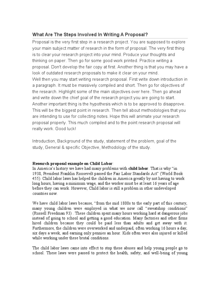 Sample proposal on child labour picture