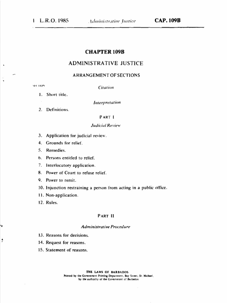 The Laws of Barbados Administrative Justice Cap109B PDF