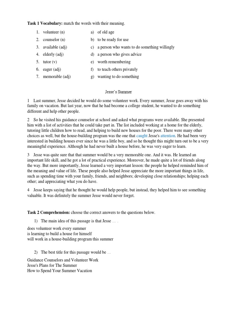 Task 1 Vocabulary Match The Words With Their Meaning. Caught