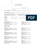 Personal Information Form 2021