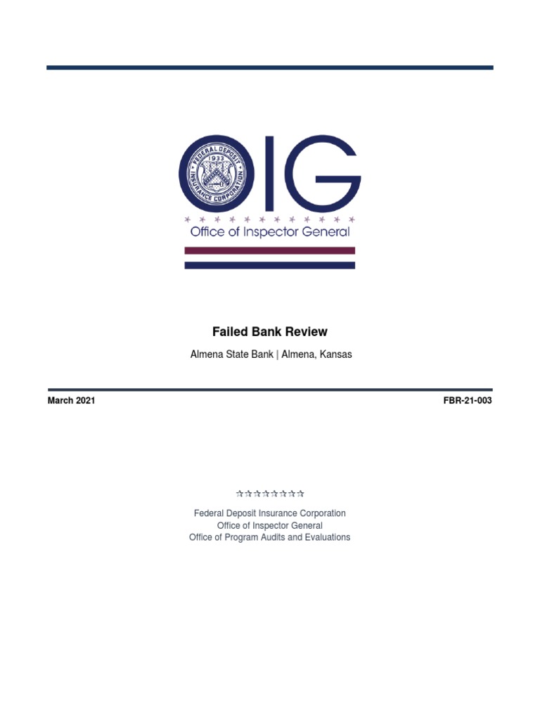 Failed Bank Review Almena State Bank Almena, Kansas PDF Banks