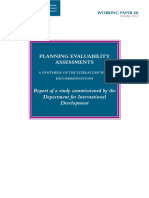 Evaluability Assesment - DFIDs