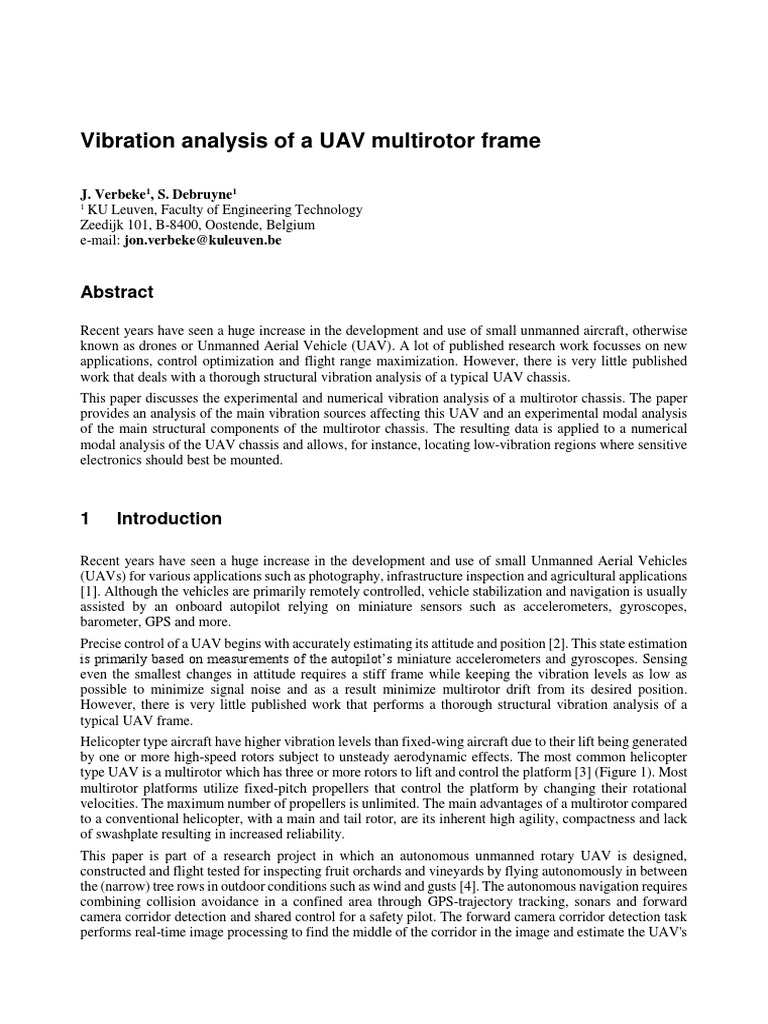 ISMA 2016 - Vibration Analysis of A UAV Multirotor Frame - Final | PDF ...