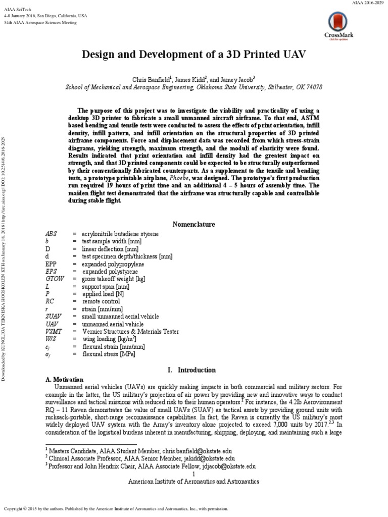 400 - Design and Development of A 3D Printed UAV - 2016 | PDF | 3 D ...