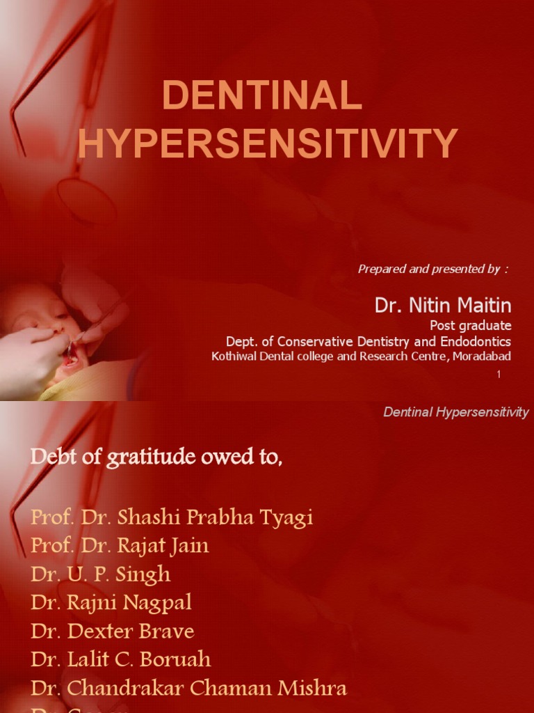 Dentinal Hypersensitivity Dr. Nitin Maitin PDF Dentin Dentistry
